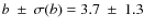 $b~\pm~\sigma(b)=3.7~\pm~1.3$