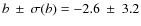 $b~\pm~\sigma(b)=-2.6~\pm~3.2$