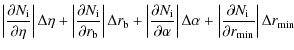 $\displaystyle \left\vert\frac{\partial{N_{\rm i}}}{\partial{\eta }}\right\vert\...
...\vert\frac{\partial{N_{\rm i}}}{\partial{{r_{\min}}}}\right\vert\Delta r_{\min}$