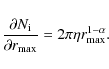 \begin{displaymath}
\frac{\partial{N_{\rm i}}}{\partial{r_{\max}}}=2\pi\eta r_{\max}^{1-\alpha}.
\end{displaymath}