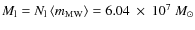 $M_{\rm l}=N_{\rm l} \left\langle m_{\rm MW}\right\rangle =6.04~\times~10^7~M_{\odot}$