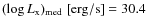 $(\log{L_{\rm x}})_{\rm med}~{\rm [erg/s]} = 30.4$