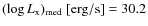 $(\log{L_{\rm x}})_{\rm med}~{\rm [erg/s]} = 30.2$