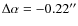 $\Delta \alpha = -0.22^{\prime\prime}$