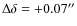 $\Delta \delta = +0.07^{\prime\prime}$