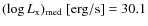 $(\log{L_{\rm x}})_{\rm med}~{\rm [erg/s]} = 30.1$