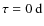 $\tau = 0~\mbox{d}$