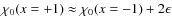 $\chi_0(x=+1) \approx \chi_0(x=-1)+ 2\epsilon$