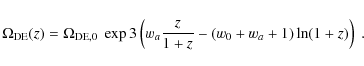 \begin{displaymath}
\Omega_{\rm DE}(z) = \Omega_{{\rm DE},0}\; \exp 3 \left( w_a...
...c{z}{1+z} - \left( w_0 + w_a + 1 \right) \ln (1+z) \right)\;.
\end{displaymath}
