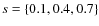 $s=\left \{ 0.1,0.4,0.7 \right \}$