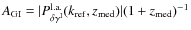 $A_{\rm GI}=\vert P^{\rm l.a.}_{\delta \gamma^{\rm I}}(k_{\rm ref},z_{\rm med})\vert (1+z_{\rm med})^{-1}$