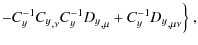 $\displaystyle - C_y^{-1} {C_y}_{,\nu} C_y^{-1} {D_y}_{,\mu} + C_y^{-1} {D_y}_{,\mu\nu} \Bigr\}\;,$
