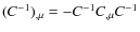 $(C^{-1})_{,\mu} = - C^{-1} C_{,\mu} C^{-1}$