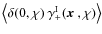 $\left\langle \delta(0,\chi)~ \gamma_+^{\rm I}(\mbox{\boldmath$x$ },\chi) \right\rangle$