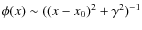 $\phi(x)\sim((x-x_0)^2+\gamma^2)^{-1}$
