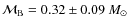 $\mathcal{M}_{\rm B} =
0.32\pm0.09~M_\odot$