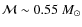 $\mathcal{M} \sim 0.55~M_\odot$