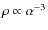 $\rho \propto \alpha^{-3}$