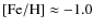 $\rm [Fe/H]\approx -1.0$