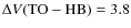 $\Delta V\rm (TO-HB)=3.8$