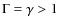 $\Gamma=\gamma>1$