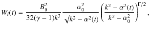 $\displaystyle W_{i}(t) = \frac{B_{0}^{2}}{32(\gamma-1)k^{3}}\frac{\alpha_{0}^{2...
...(t)}}
\left(\frac{k^{2}-\alpha^{2}(t)}{k^{2}-\alpha^{2}_{0}}\right)^{\Gamma/2},$