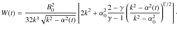 $\displaystyle %
W(t) = \frac{B_{0}^{2}}{32k^{3}\sqrt{k^{2}-\alpha^{2}(t)}}\left...
...\frac{k^{2}-\alpha^{2}(t)}{k^{2}-\alpha_{0}^{2}}
\right)^{\Gamma/2}\right]\cdot$