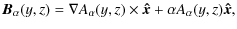 $\displaystyle {\vec B}_{\alpha}(y,z) = \nabla A_{\alpha}(y,z)\times{\vec{\hat x}}+ \alpha A_{\alpha}(y,z){\vec{\hat x}},$