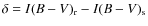 $\delta = I(B-V)_{\rm r}-I(B-V)_{\rm s}$
