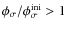$\phi _\sigma /\phi _\sigma ^{\rm ini} > 1$