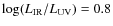 $\log(L_{\rm IR}/L_{\rm UV}) = 0.8$