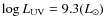 $\log L_{\rm UV} = 9.3 (L_{\odot})$