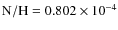 $\rm N/H=0.802 \times 10^{-4}$