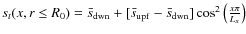 $s_{t}(x,r\le
R_0)=\bar{s}_{{\rm dwn}}+[\bar{s}_{{\rm upf}}-\bar{s}_{{\rm dwn}}]
\cos^2\left(\frac{x\pi}{L_{x}}\right) $
