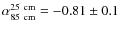 $\rm\alpha_{85~cm}^{25~cm} = -0.81 \pm 0.1$