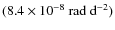 $(8.4 \times 10^{-8}~{\rm rad~d^{-2}})$