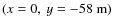 $(x = 0, ~ y = -58~{\rm m})$