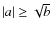 $\vert a\vert\geq \sqrt{b}$