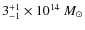 $3^{+1}_{-1}\times10^{14}~M_\odot$
