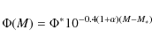 \begin{displaymath}\Phi(M) = \Phi^*10^{-0.4(1+\alpha)(M - M_*)}
\end{displaymath}