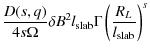 $\displaystyle %
\frac{D(s, q)}{4 s \Omega} \delta B^2 l_{\rm slab} \Gamma \left( \frac{R_L}{l_{\rm slab}} \right)^s$
