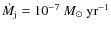 $\dot{M}_{{\rm j}}= 10^{-7}~{M}_\odot~{\rm yr^{-1}}$