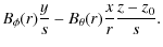 $\displaystyle B_\phi(r)\frac{y}{s} - B_\theta (r)\frac{x}{r}\frac{z-z_0}{s}.$
