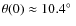 $\theta (0) \approx 10.4 \hbox{$^\circ$ }$