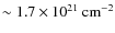$\sim 1.7 \times 10^{21} ~ \rm cm^{-2}$