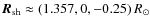 $\vec{R}_{\rm sh} \approx (1.357,0,-0.25) ~ R_{\odot}$