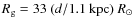 $R_{\rm g} = 33~(d/1.1~{\rm kpc})~R_{\odot}$