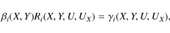 \begin{displaymath}\beta_i(X,Y) R_i(X,Y,U,U_X) = \gamma_i(X,Y,U,U_X) ,
\end{displaymath}