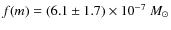$f(m) = (6.1 \pm 1.7)\times 10^{-7}~ M_\odot$