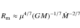 \begin{eqnarray*}R_{\rm m}\approx \mu^{4/7} (GM)^{-1/7} \dot{M}^{-2/7}
\end{eqnarray*}